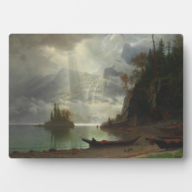 Insel im See (Öl auf Leinwand) Fotoplatte (Vorderseite)