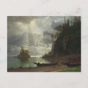 Insel im See (Öl auf Leinwand) Postkarte