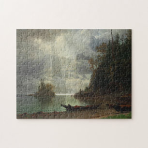 Insel im See (Öl auf Leinwand) Puzzle