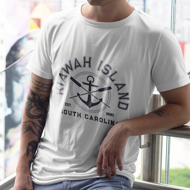 Insel Kiawah South Carolina Navy Oars Anchor T-Shirt (Von Creator hochgeladen)
