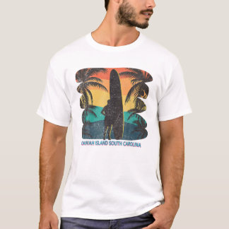 Insel Kiawah South Carolina Sc Palm Tree Surfboar T-Shirt