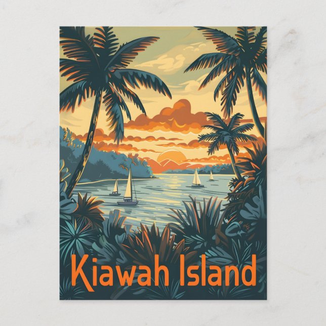 Insel Kiawah Vintag Postkarte (Vorderseite)