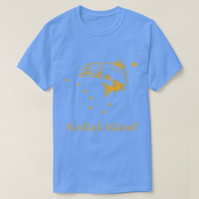 Insel Kodiak Lachs Alaska Staatsflagge Fischerei T-Shirt (Design vorne)