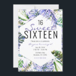 Insel Lila Lilac Tropical Palm Blätter Süß 16 Einladung<br><div class="desc">für jedes Ereignis anpassen</div>