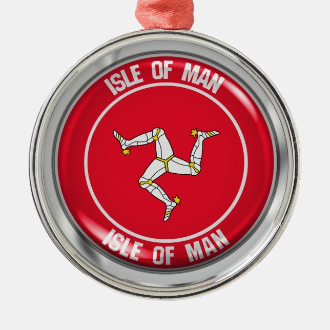 Insel Man Round Emblem Ornament Aus Metall (Vorne)