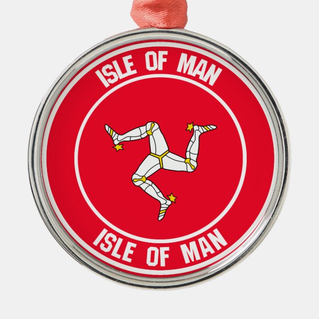 Insel Man Round Emblem Ornament Aus Metall (Vorne)