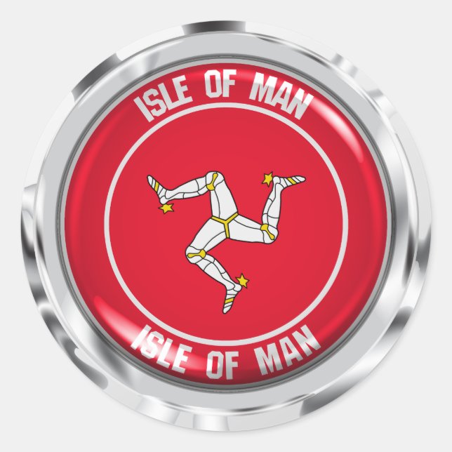 Insel Man Round Emblem Runder Aufkleber (Vorderseite)