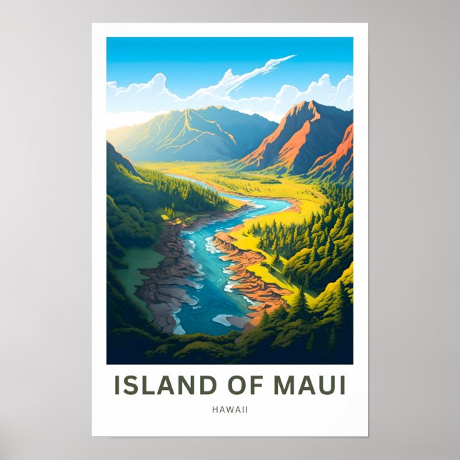 Insel Maui Hawaii Reiseprint Poster (Vorne)