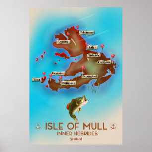 Insel Mull Innere Hebriden Schottland Vintage-Kart Poster
