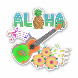 Insel-MusikUkulele Aloha Aufkleber