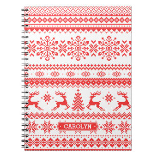 Insel-Mustermonogramm der Weihnachtsstrickjacke Notizblock