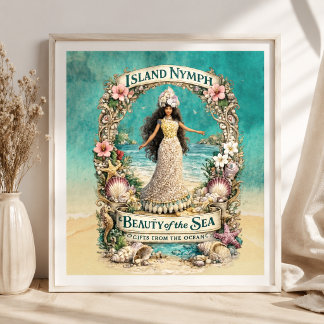 Insel-Nymphe Tropische Spirituelle Ozean-Fantasie- Poster