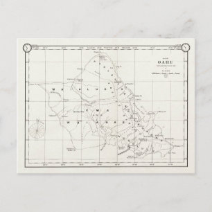 Insel Oahu, Hawaii, Vintage Karte 1887