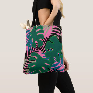 Insel Palm Green Pink Schwarze Tasche große Tasche