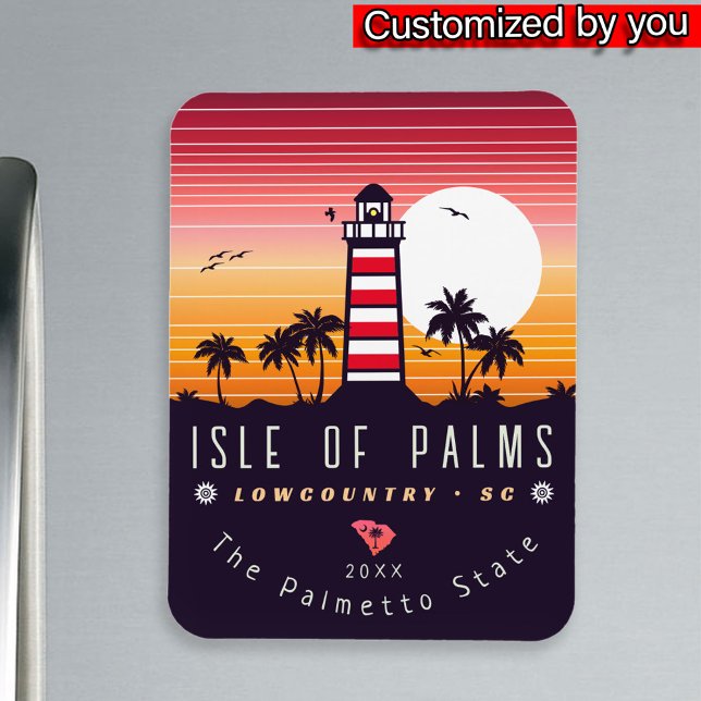Insel Palms Leuchtturm SC Retro Sunset Souvenirs Magnet (Von Creator hochgeladen)