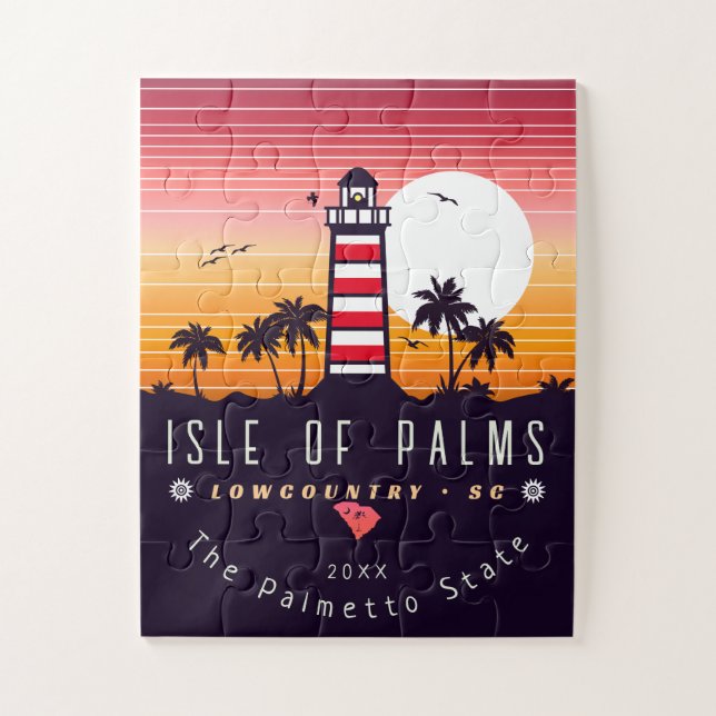 Insel Palms Leuchtturm SC Retro Sunset Souvenirs Puzzle (Vertikal)