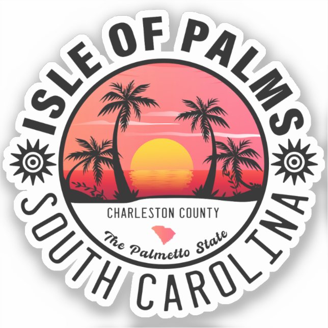 Insel Palms SC Retro Sunset Souvenirs 60er Aufkleber (Vorderseite)