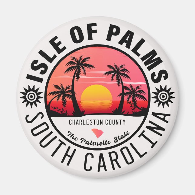 Insel Palms SC Retro Sunset Souvenirs 60er Magnet (Vorne)