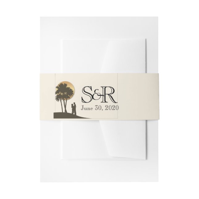 Insel-Paradies-Hochzeits-Bauch-Band Einladungsbanderole (Vorderseite Beispiel)