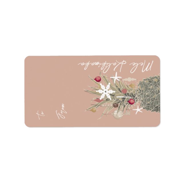 Insel Pine, Weihnachtsgeschenk im hawaiianischen S Adressaufkleber (Vorne)