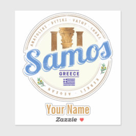 Insel Samos in Griechenland Retro Vintager Urlaub Aufkleber