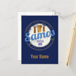 Insel Samos in Griechenland Retro Vintager Urlaub Feiertagspostkarte