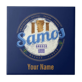 Insel Samos in Griechenland Retro Vintager Urlaub Fliese