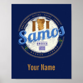 Insel Samos in Griechenland Retro Vintager Urlaub Poster