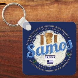Insel Samos in Griechenland Retro Vintager Urlaub Schlüsselanhänger