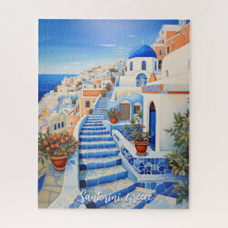 Insel Santorin Illustration | Art der Reise Puzzle