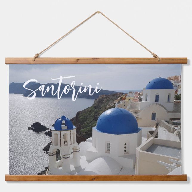 Insel Santorini Griechenland Wandteppich Mit Holzrahmen (Vorne)