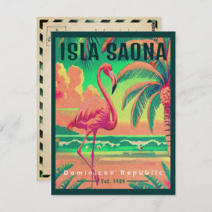 Insel Saona DR. Retro Flamingos Souvenir 1950er Postkarte