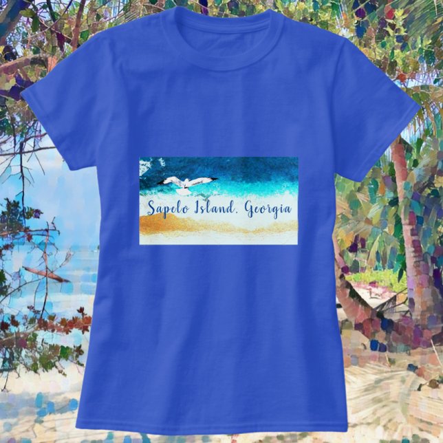 Insel Sapelo GA Küste und Seagull T-Shirt (Von Creator hochgeladen)