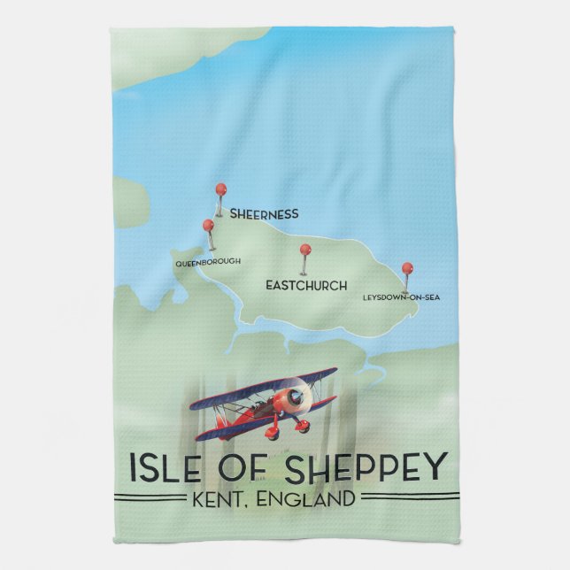 Insel Sheppey Kent England Reiseplakat Geschirrtuch (Vertikal)