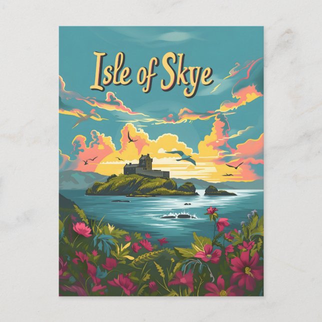 Insel Skye Vintage Kunst Postkarte (Vorderseite)