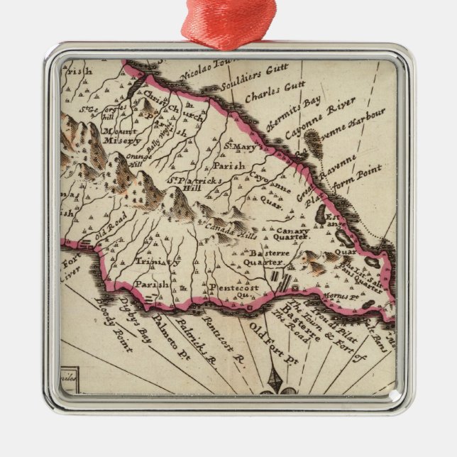 Insel St. Christophers Silbernes Ornament (Vorne)