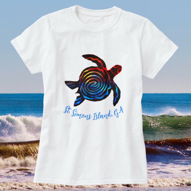 Insel St. Simons GA Farbenfrohe Meeresschildkröte  T-Shirt (Von Creator hochgeladen)