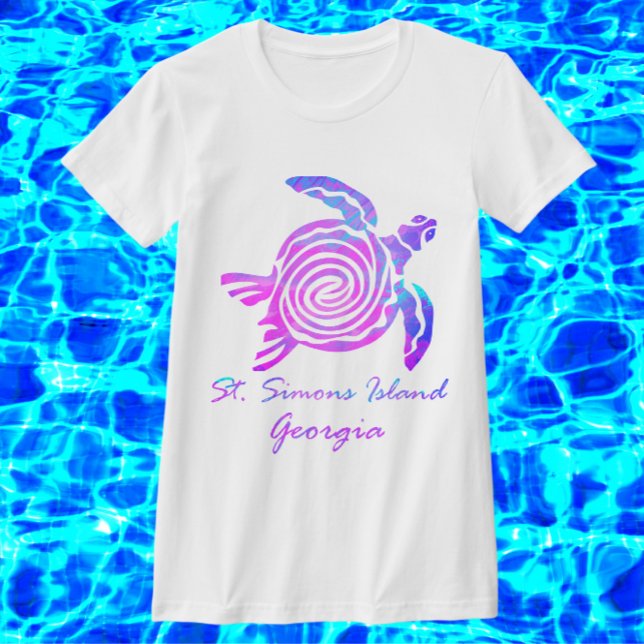 Insel St. Simons GA Lebhaftes Meeresschildkröte T-Shirt (Von Creator hochgeladen)
