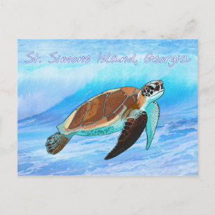 Insel St. Simons, GA Sea Turtle Postcard Postkarte