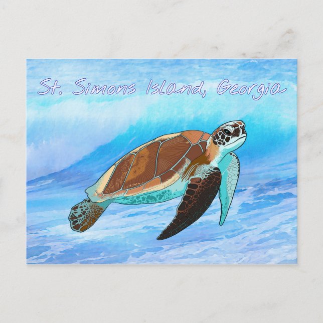 Insel St. Simons, GA Sea Turtle Postcard Postkarte (Vorderseite)