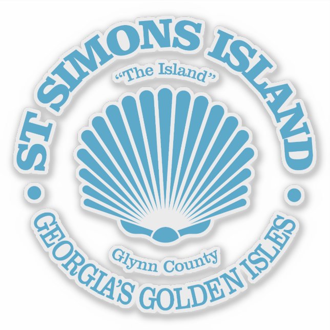 Insel St Simons (Muschel) Aufkleber (Vorderseite)