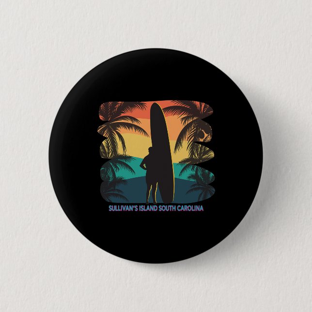 Insel Sullivan South Carolina Sc Palm Tree Surf Button (Vorderseite)