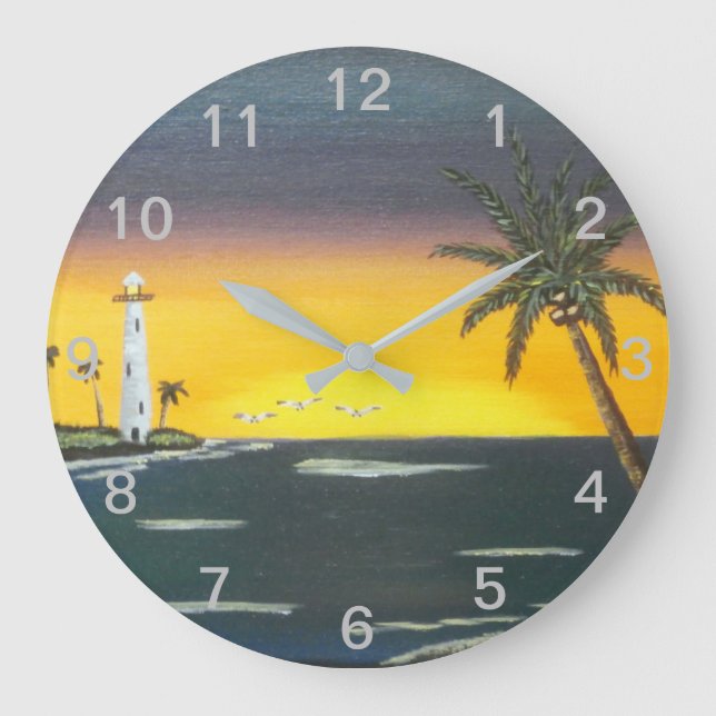 Insel Sunrise Große Wanduhr (Vorderseite)