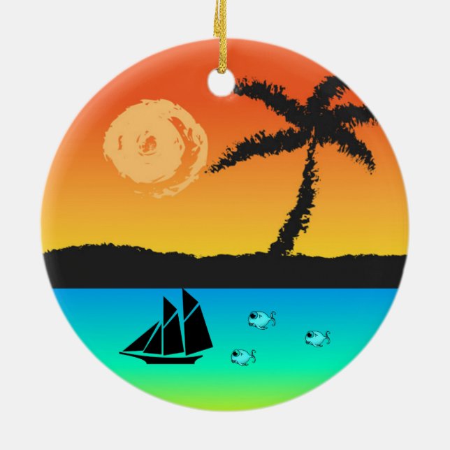 Insel Sunset Keramikornament (Hinten)