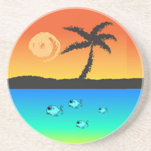 Insel Sunset Sandstein Untersetzer