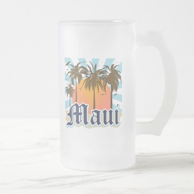 Insel von Andenken Mauis Hawaii Mattglas Bierglas (Rechts)