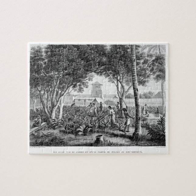 Insel von Guam: Eingeborene bei der Arbeit im Puzzle (Horizontal)