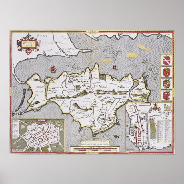 Insel Wight, eingraviert von Jodocus Hondius Poster (Vorne)