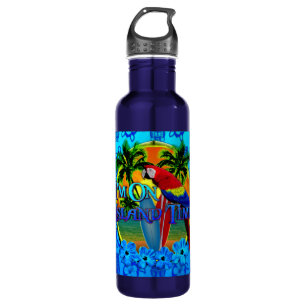 Insel-Zeit Sonnenuntergang und Tikis Trinkflasche