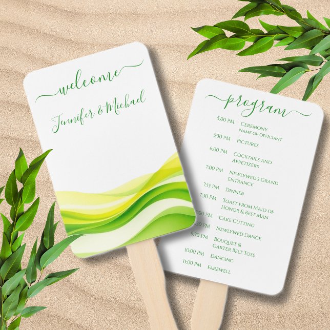 Insel-Zitrus-Grün und Gelbes Hochzeitsprogramm Fächer (Island Citrus Green and Yellow Wedding Program Hand Fan )